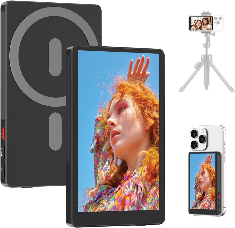 XBONFIRE 4" Magnetic Phone Vlog Selfie Monitor Screen, 1080P Wireless Mirroring, Phone Selfie Monitor Screen Back Camera Monitor for Selfie Vlog Content Creator Live Stream,Snaplylens for iPhone, Android - Image 1